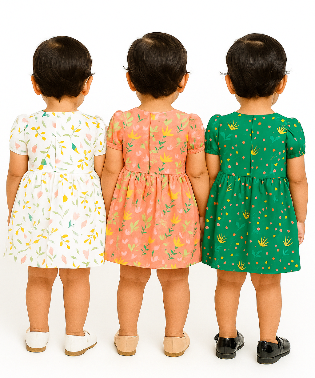 Girl Baby Frock 100% Cotton Floral Printed Gown Dress/Frock Dress | Age 0 to 12 Months (Pack of 3 Pieces)