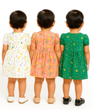 Girl Baby Frock 100% Cotton Floral Printed Gown Dress/Frock Dress | Age 0 to 12 Months (Pack of 3 Pieces)