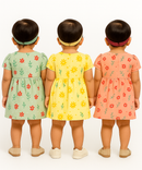 Girl Baby Frock 100% Cotton Floral Printed Gown Dress/Frock Dress | Age 0 to 12 Months (Pack of 3 Pieces)