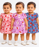 Girl Baby Frock 100% Cotton Floral Printed Gown Dress/Frock Dress | Age 0 to 12 Months (Pack of 3 Pieces)