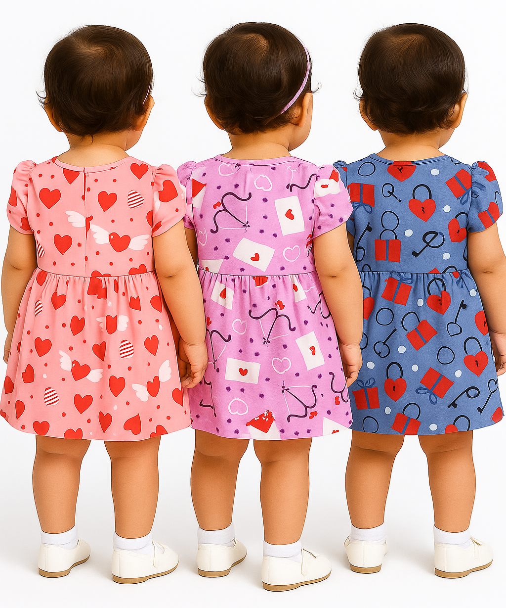 Girl Baby Frock 100% Cotton Floral Printed Gown Dress/Frock Dress | Age 0 to 12 Months (Pack of 3 Pieces)