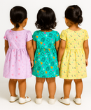 Girl Baby Frock 100% Cotton Floral Printed Gown Dress/Frock Dress | Age 0 to 12 Months (Pack of 3 Pieces)