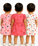 Girl Baby Frock 100% Cotton Floral Printed Gown Dress/Frock Dress | Age 0 to 12 Months (Pack of 3 Pieces)