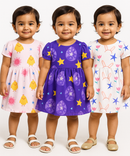 Girl Baby Frock 100% Cotton Floral Printed Gown Dress/Frock Dress | Age 0 to 12 Months (Pack of 3 Pieces)
