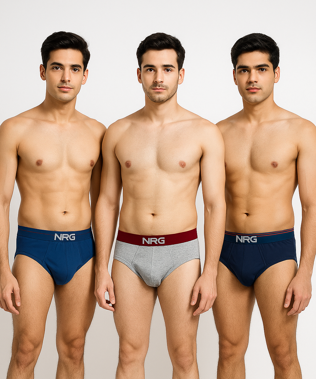 NRG Mens 100% Cotton Comfort Brief (Pack of 3)