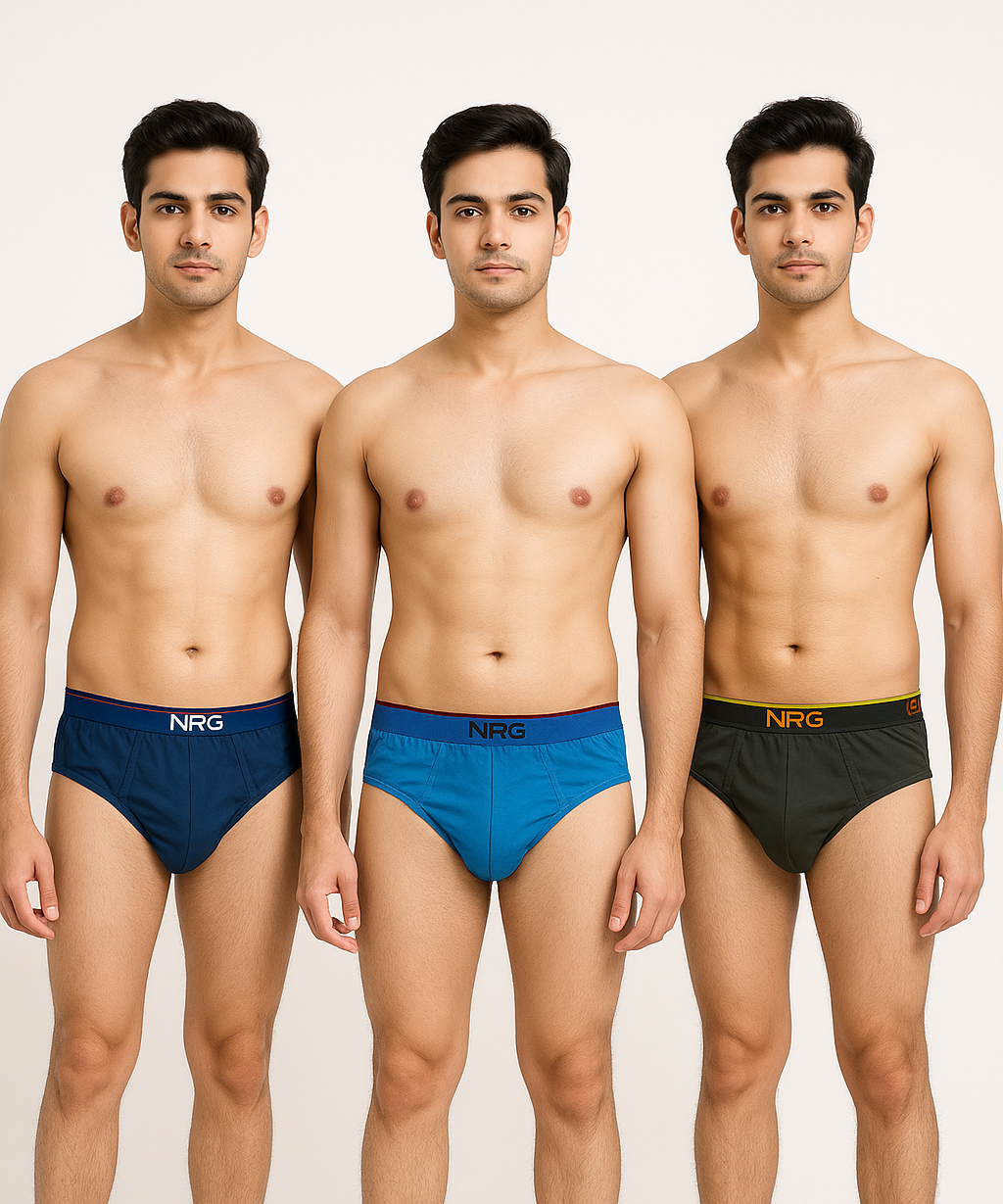 NRG Mens 100% Cotton Comfort Brief (Pack of 3)