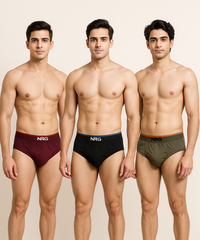 NRG Mens 100% Cotton Comfort Brief (Pack of 3)