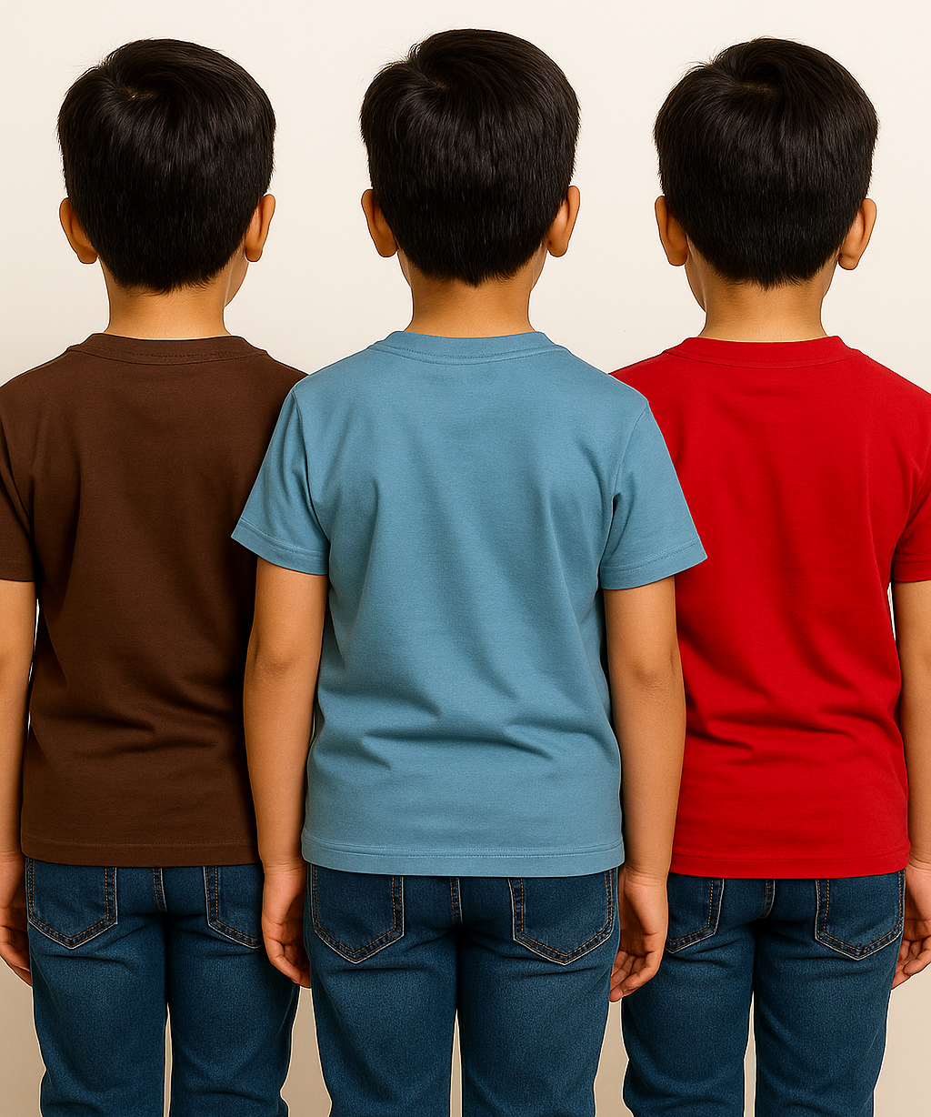 Kids 100% Cotton Fine Tshirt With Printed Multi Colour | Age 5 to 14 Years | (Pack of 3 Pieces)