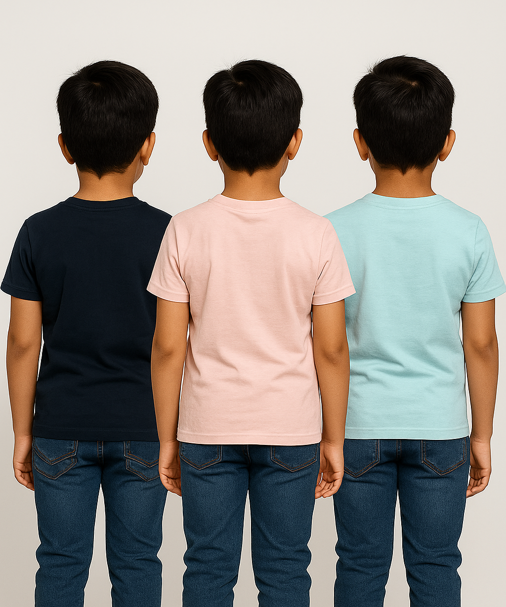 Kids 100% Cotton Fine Tshirt With Printed Multi Colour | Age 5 to 14 Years | (Pack of 3 Pieces)