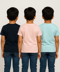 Kids 100% Cotton Fine Tshirt With Printed Multi Colour | Age 5 to 14 Years | (Pack of 3 Pieces)