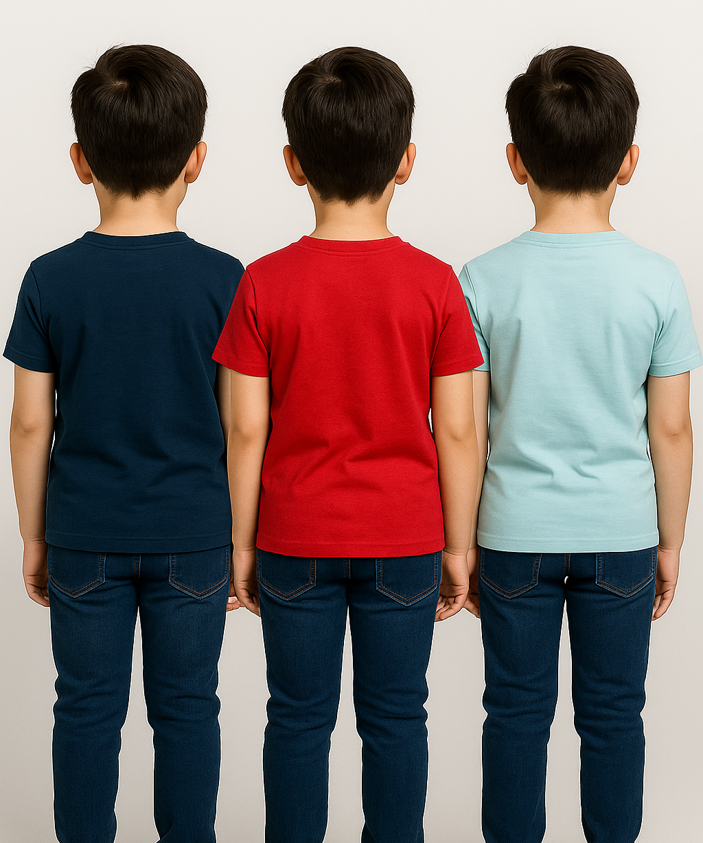 Kids 100% Cotton Fine Tshirt With Printed Multi Colour | Age 5 to 14 Years | (Pack of 3 Pieces)