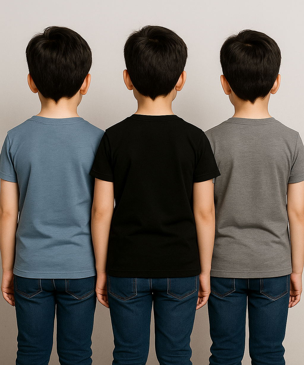 Kids 100% Cotton Fine Tshirt With Printed Multi Colour | Age 5 to 14 Years | (Pack of 3 Pieces)