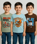 Kids 100% Cotton Fine Tshirt With Printed Multi Colour | Age 5 to 14 Years | (Pack of 3 Pieces)