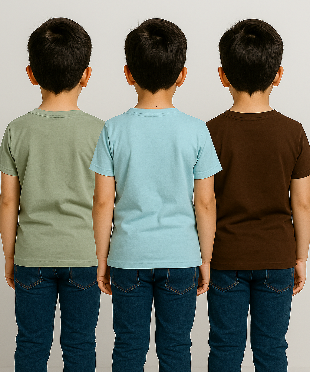 Kids 100% Cotton Fine Tshirt With Printed Multi Colour | Age 5 to 14 Years | (Pack of 3 Pieces)