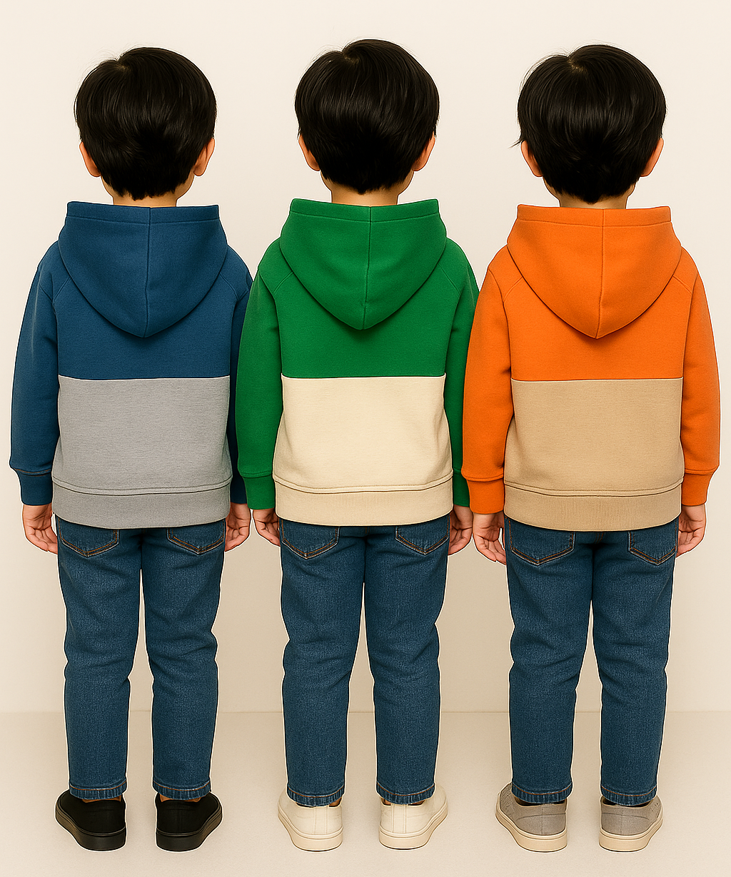 Cotton Cut and Sue Kids Hoodie Printed Multi Colour | Age 3 to 6 Years | (Pack of 3 Pieces)