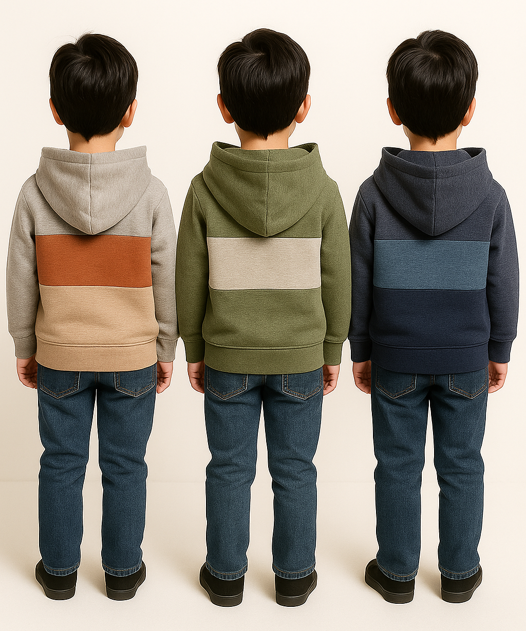 Cotton Cut and Sue Kids Hoodie Printed Multi Colour | Age 3 to 6 Years | (Pack of 3 Pieces)