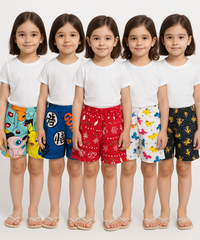 Pure Cotton Printed Shorts for Girls Kid with Elastic Age 1 To 4 Years (Pack of 10)
