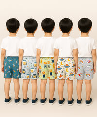 Pure Cotton Printed Shorts for Boys Kid with Elastic Age 1 to 4 Years (Pack of 10 Pieces)