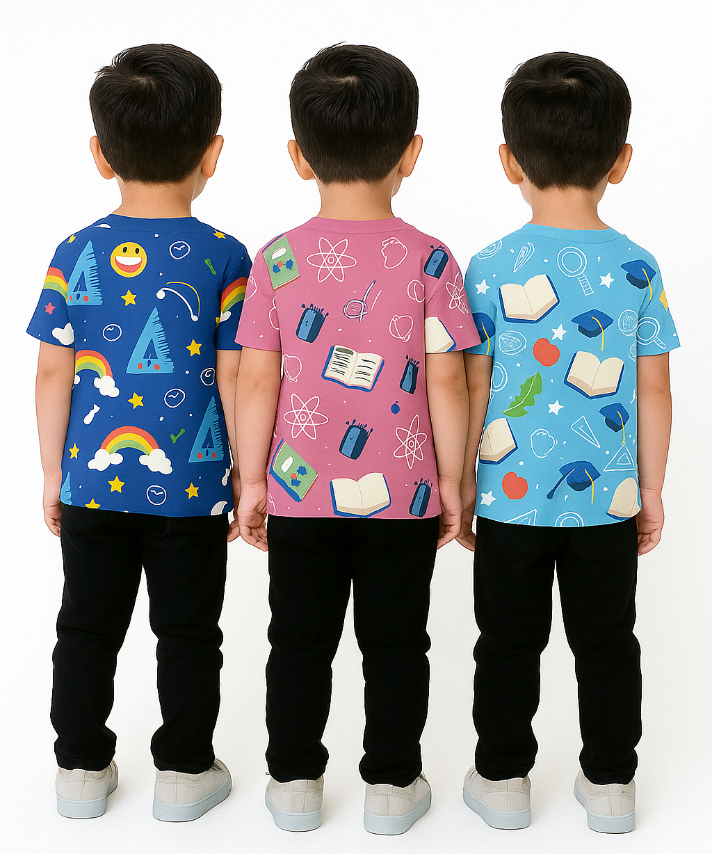 Kids All Over Printed Cotton Tshirt Multi Colour | Age 3 to 24 Months (Pack of 3 Pieces)