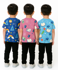 Kids All Over Printed Cotton Tshirt Multi Colour | Age 3 to 24 Months (Pack of 3 Pieces)
