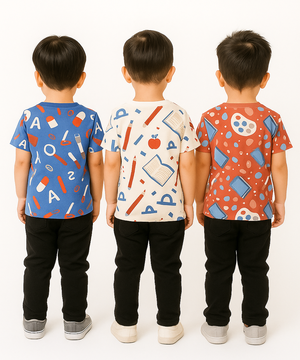 Kids All Over Printed Cotton Tshirt Multi Colour | Age 3 to 24 Months (Pack of 3 Pieces)