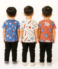 Kids All Over Printed Cotton Tshirt Multi Colour | Age 3 to 24 Months (Pack of 3 Pieces)