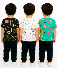 Kids All Over Printed Cotton Tshirt Multi Colour | Age 3 to 24 Months (Pack of 3 Pieces)