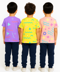 Kids All Over Printed Cotton Tshirt Multi Colour | Age 3 to 24 Months (Pack of 3 Pieces)