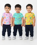 Kids All Over Printed Cotton Tshirt Multi Colour | Age 3 to 24 Months (Pack of 3 Pieces)