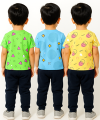Kids All Over Printed Cotton Tshirt Multi Colour | Age 3 to 24 Months (Pack of 3 Pieces)