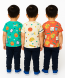 Kids All Over Printed Cotton Tshirt Multi Colour | Age 3 to 24 Months (Pack of 3 Pieces)