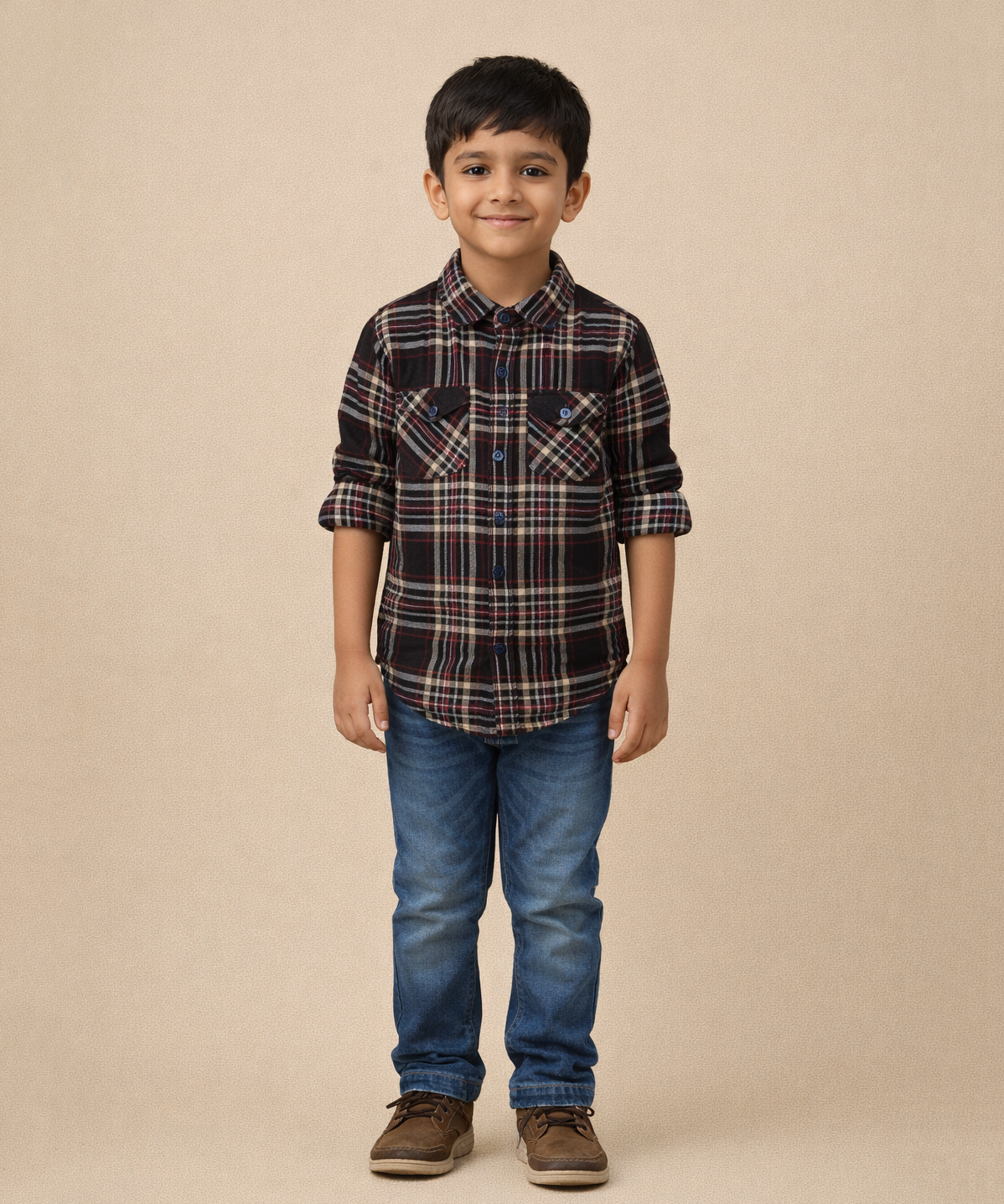 Kids Checked Cotton Shirt | Full Sleeve Casual Wear | Age 3–13 Years