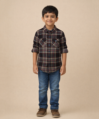 Kids Checked Cotton Shirt | Full Sleeve Casual Wear | Age 3–13 Years