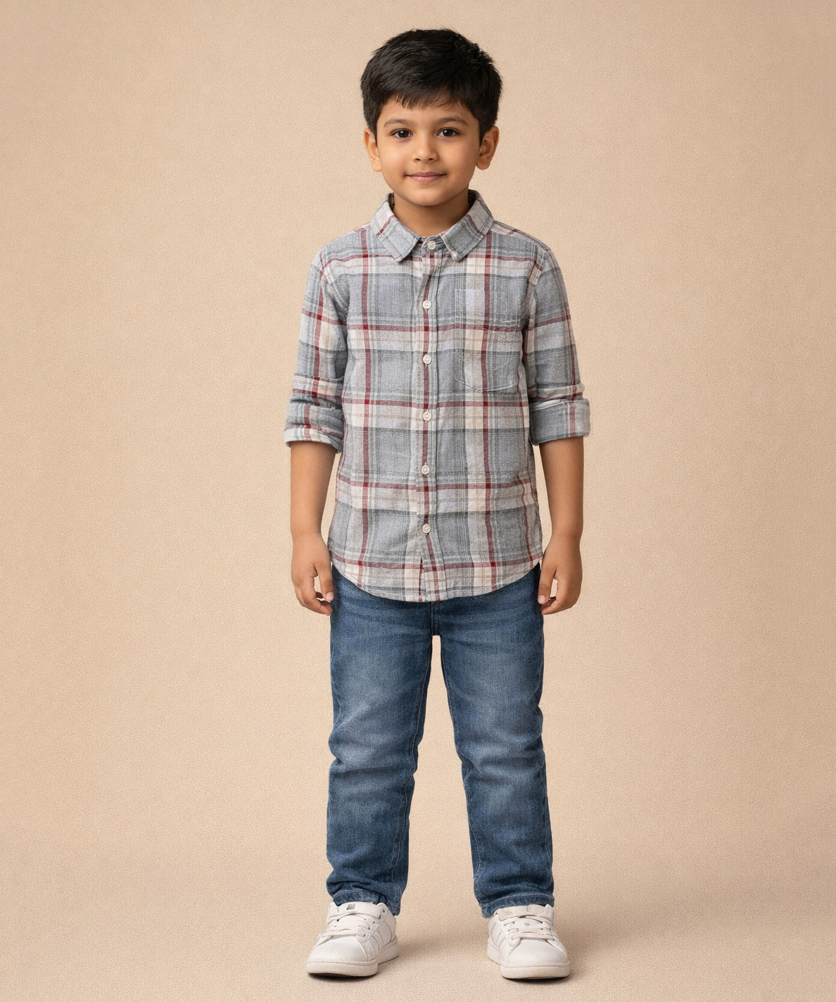 Kids Checked Cotton Shirt | Full Sleeve Casual Wear | Age 3–13 Years