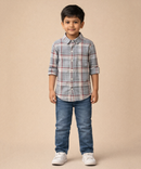 Kids Checked Cotton Shirt | Full Sleeve Casual Wear | Age 3–13 Years