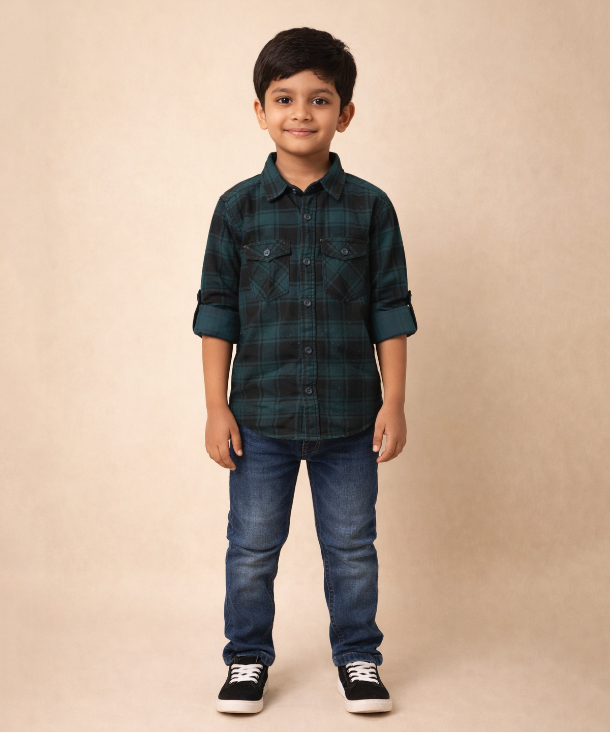 Kids Checked Cotton Shirt | Full Sleeve Casual Wear | Age 3–13 Years