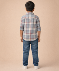 Kids Checked Cotton Shirt | Full Sleeve Casual Wear | Age 3–13 Years