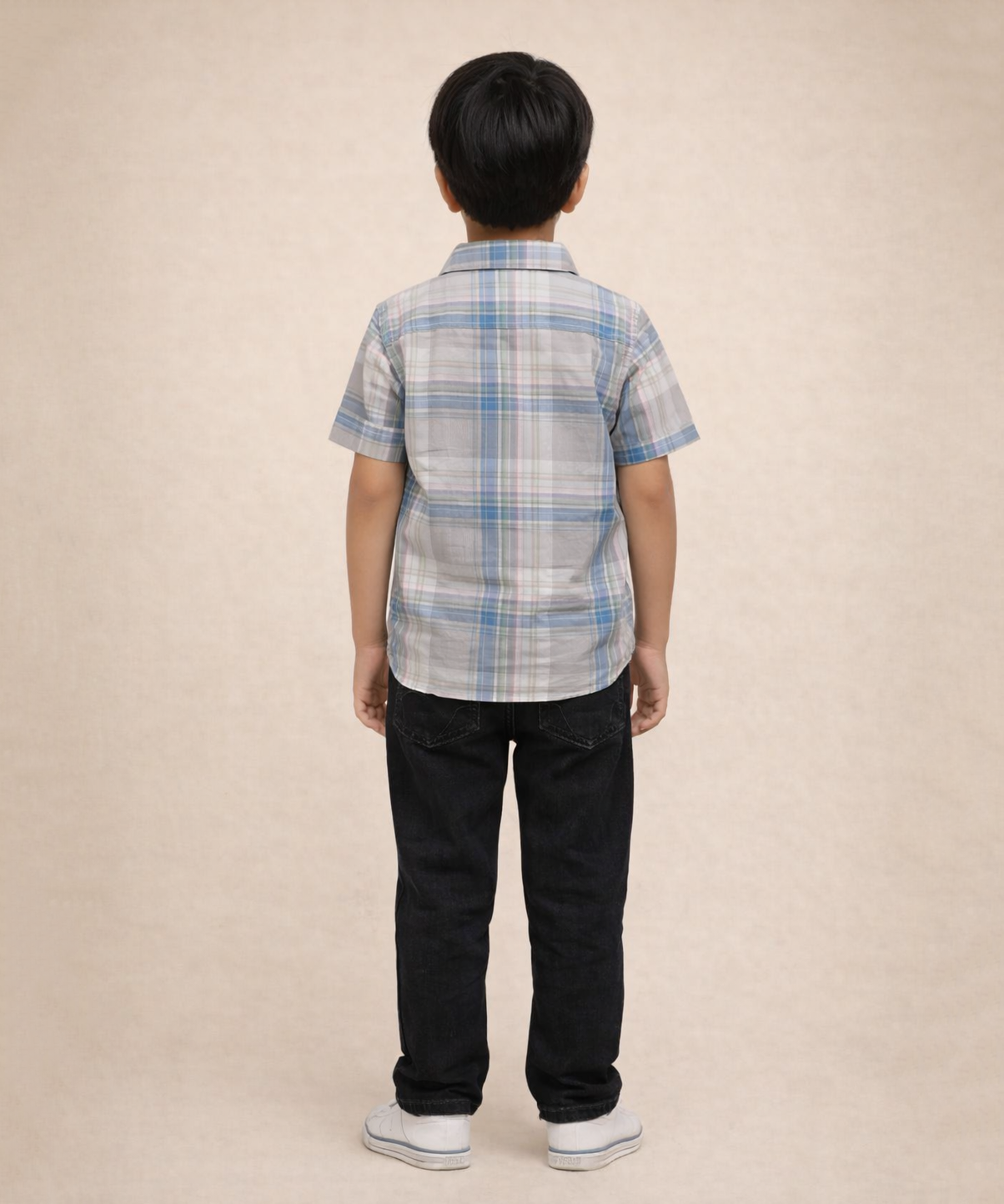Kids Checked Cotton Shirt | Half Sleeve Casual Wear | Age 3–13 Years