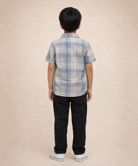 Kids Checked Cotton Shirt | Half Sleeve Casual Wear | Age 3–13 Years