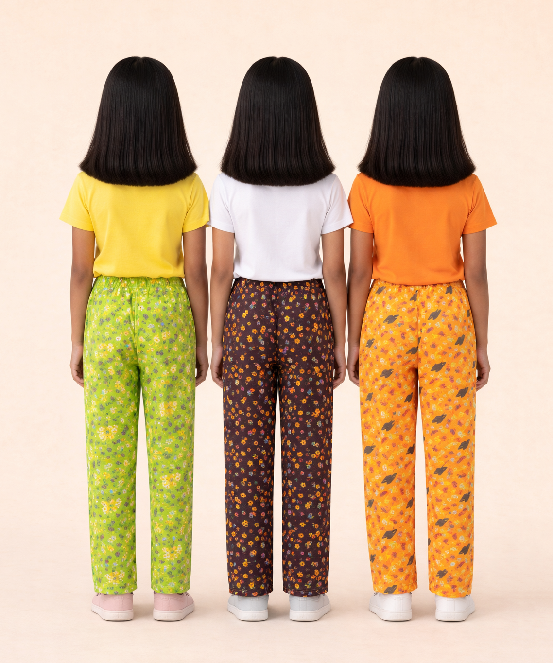 Girls Cotton Printed Track Pants (Pack of 3) | Nightwear & Casual | 6–9 Years
