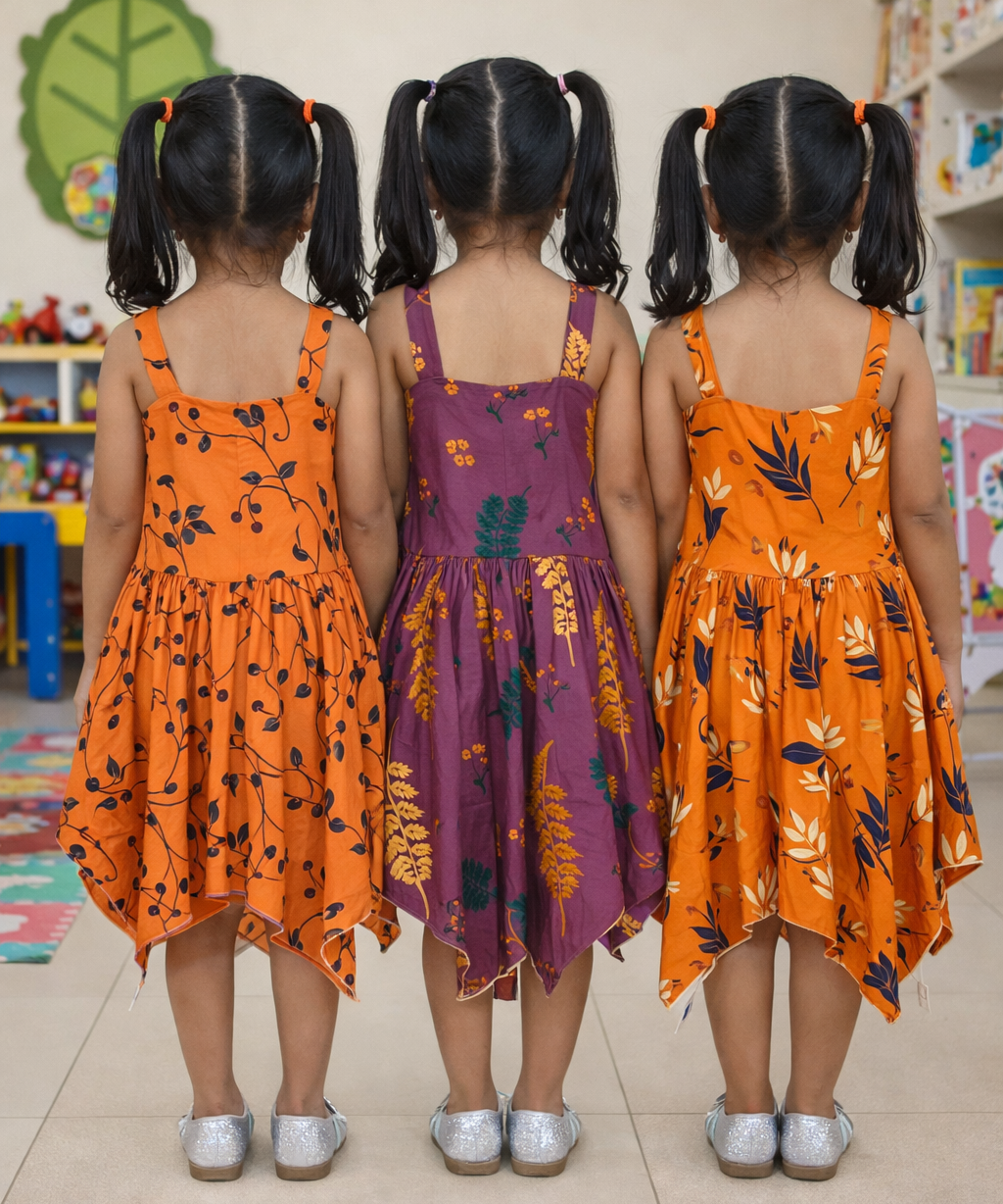 Fish Frock Floral Printed | Casual wear for Girl Kids Age 2 To 7 Years (Pack of 3)