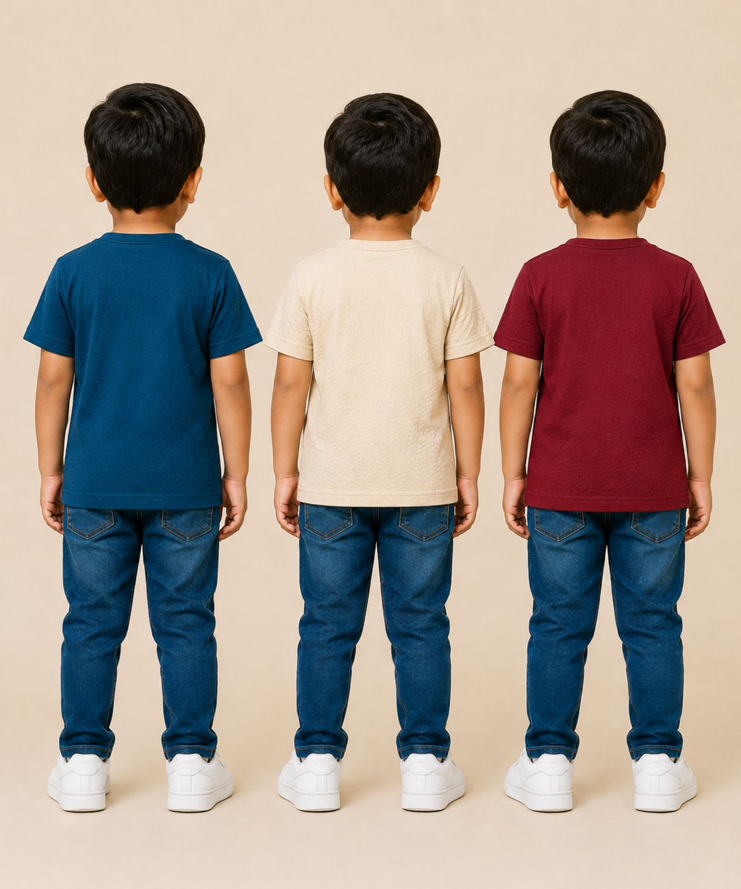 Kids Boys Popcorn Stripes Half Sleeve T-Shirt | Age 3 to 6 Years (Pack of 3 Pieces)