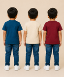 Kids Boys Popcorn Stripes Half Sleeve T-Shirt | Age 3 to 6 Years (Pack of 3 Pieces)