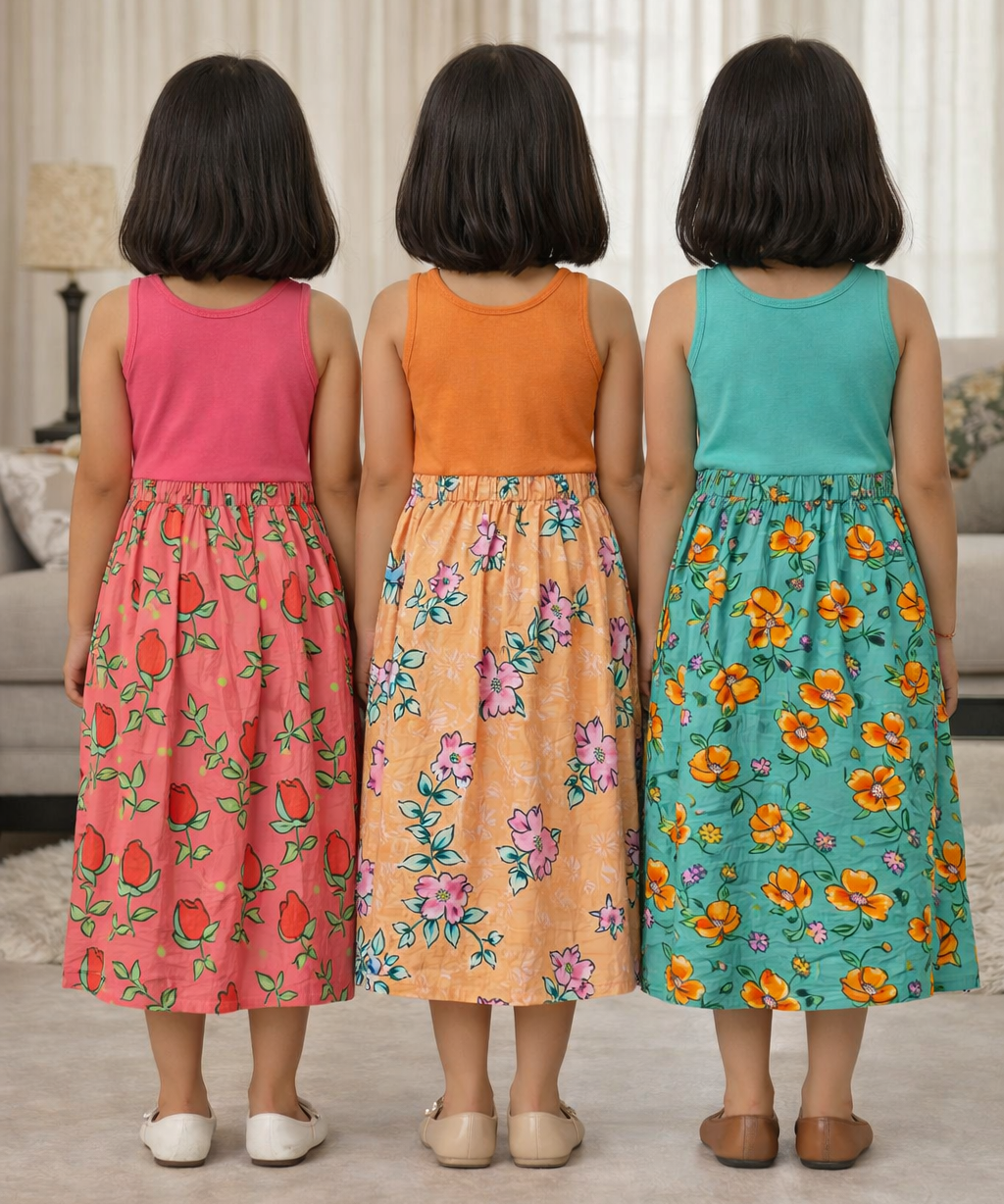 Rayon Floral Printed Skirt | Casual wear for Girl Kids Age 1 To 6 Years (Pack of 3)