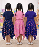 Cotton Fish Midi Floral Printed Skirt | Casual wear for Girl Kids Age 2 To 9 Years (Pack of 3)