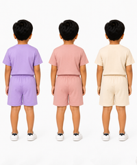 Kids Cartoon Print T-Shirt & Shorts Co-Ord Set for Boys | Age 6 Months-3 Years | Pack Of 3 Set Combo