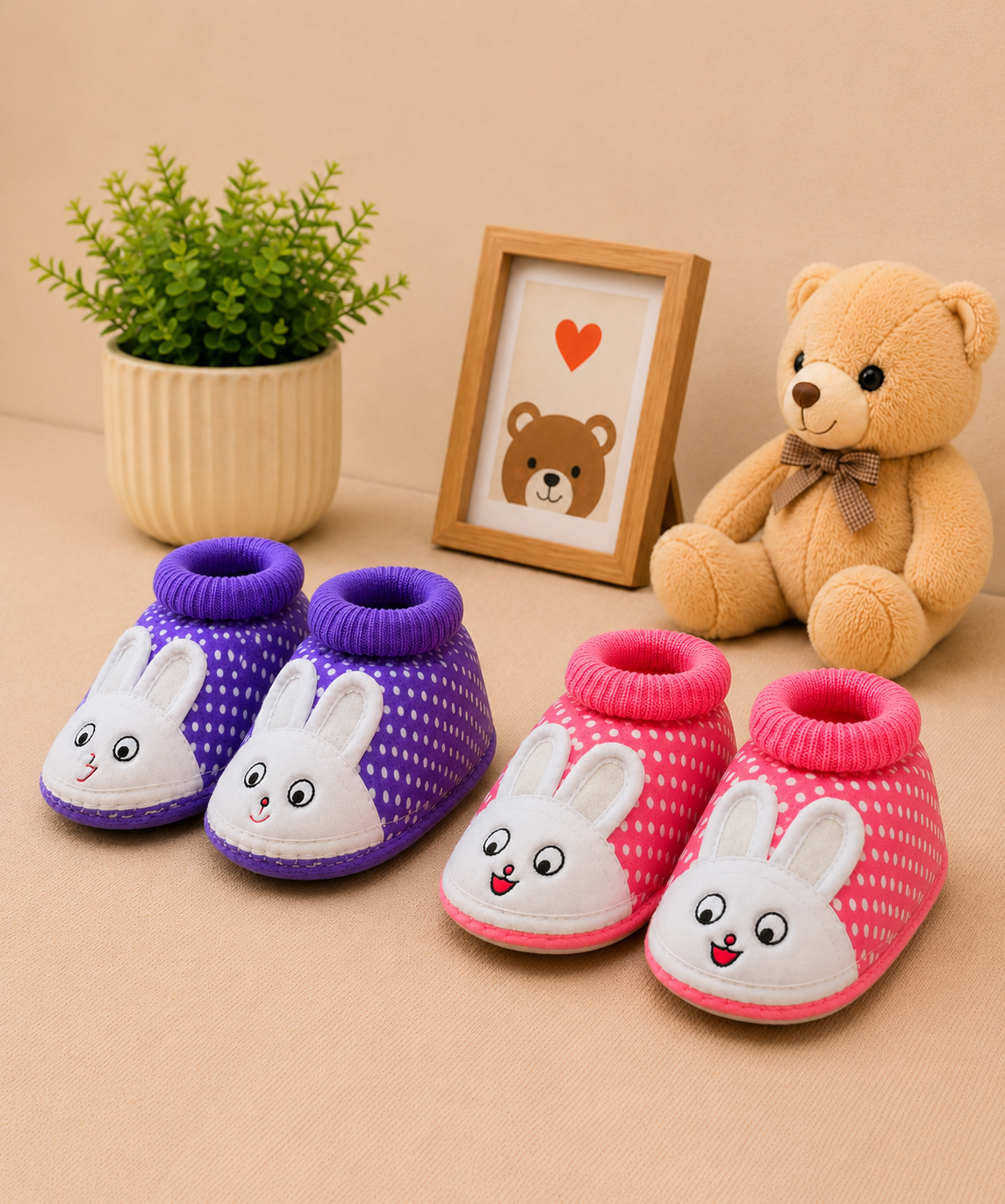 Baby Cartoon Printed Soft Sole Booties Shoes for Infants & Toddlers | Pack of 2 Pairs Set Combo