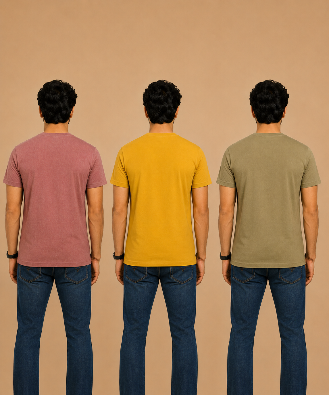 Men's Half Sleeve Printed Round Neck T-Shirt Combo (Pack of 3)