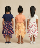 Cotton Fish Midi Floral Printed Skirt | Casual wear for Girl Kids Age 2 To 9 Years (Pack of 3)