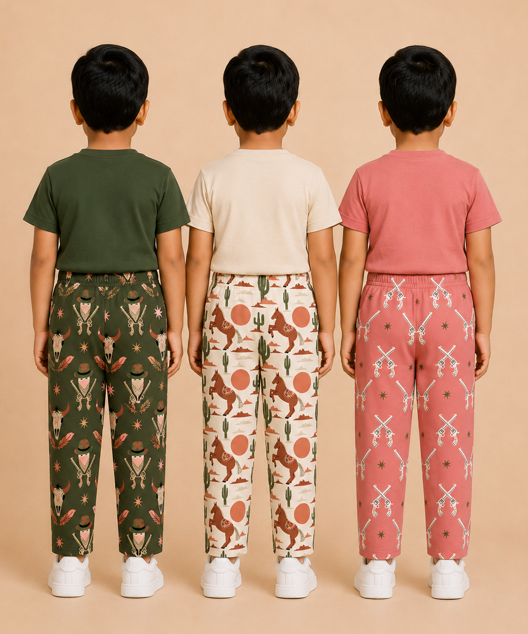 Pure Cotton Boys Printed Track Pant for Casual Night wear for Kids | Age 0 To 8 Years (Pack of 3)